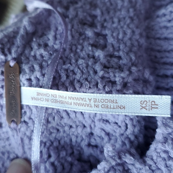 SOLDFree People Polly Lily Sweater Lavander Lilac Color Cropped Puff Sleeves XS - Picture 11 of 14
